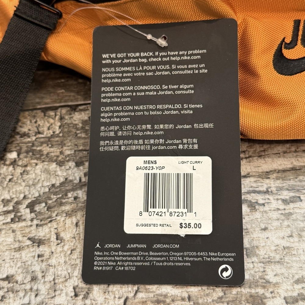 Jordan Jumpman Waist Bag Fanny Pack Orange‎ Black Mens Size Large Adjustable NWT - Picture 3 of 10